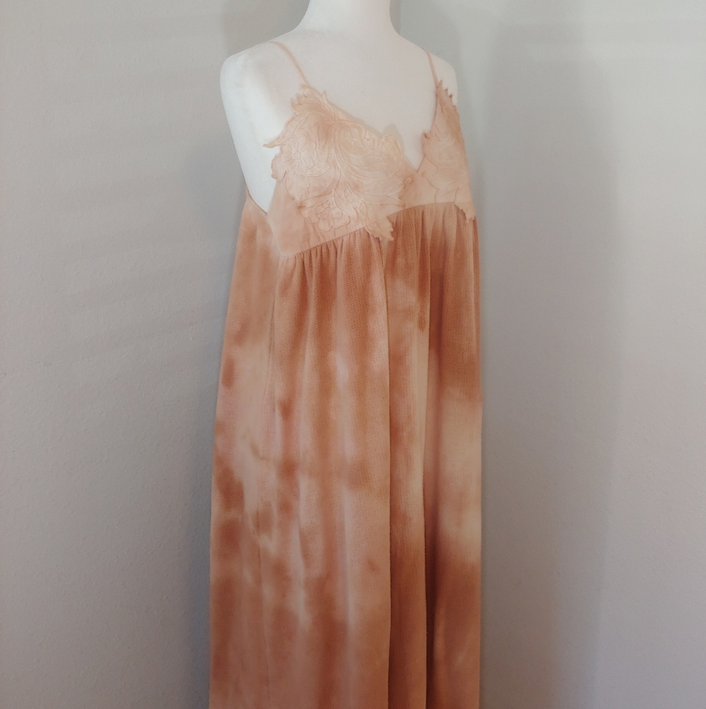 ZARA Maxi Summer Tie Dye Strap Dress Tan and Peach Women's Medium, NWT - Picture 8 of 17